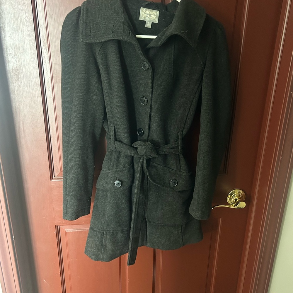 Chic Dark Charcoal Trench Coat